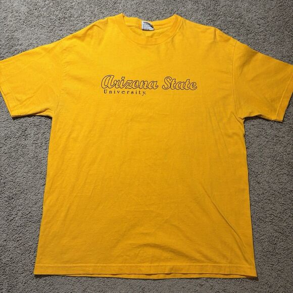 Vintage ASU Arizona State Sun Devils Yellow T-Shirt Mens XL TLC Sportswear 90s - Picture 1 of 6